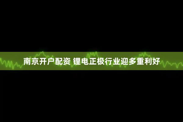 南京开户配资 锂电正极行业迎多重利好